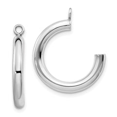 10K White Gold Polished Tube Hoop Earrings Jackets