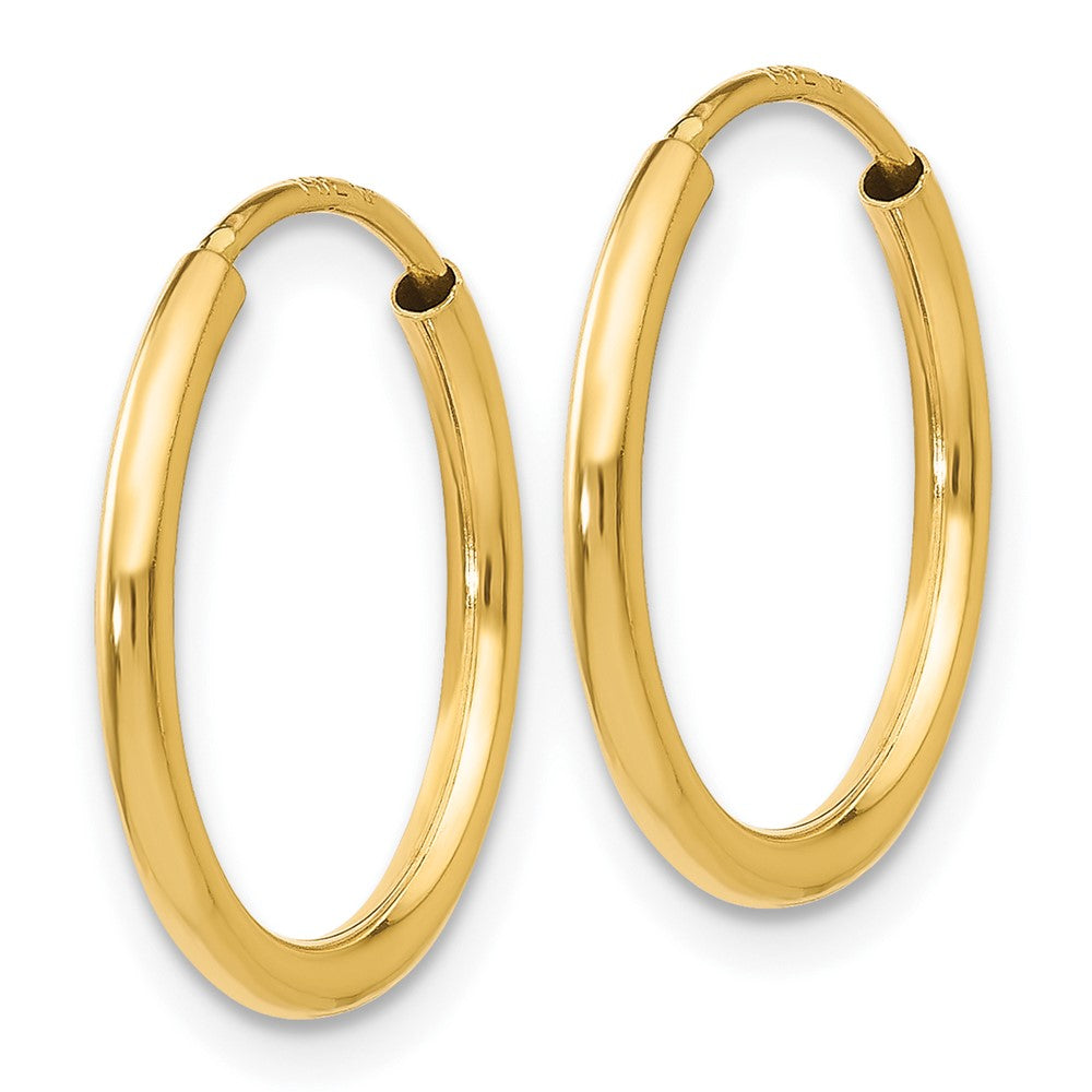 10K Yellow Gold 1.5mm Polished Round Endless Hoop Earrings