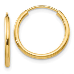 10K Yellow Gold 1.5mm Polished Round Endless Hoop Earrings