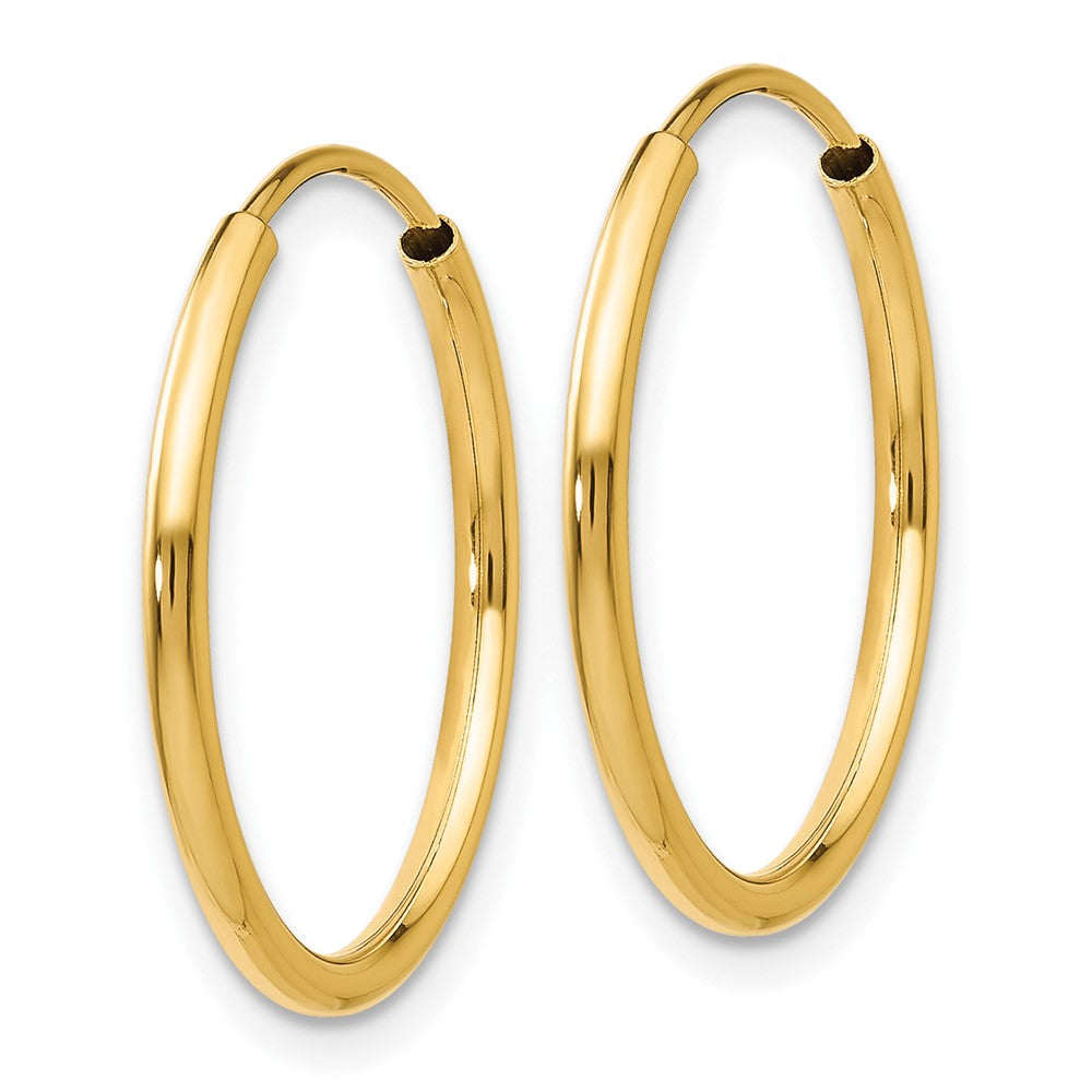 10K Yellow Gold 1.5mm Polished Round Endless Hoop Earrings