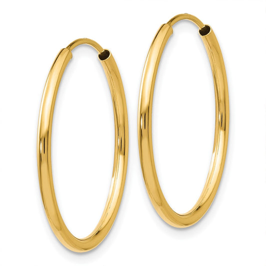 10K Yellow Gold 1.5mm Polished Round Endless Hoop Earrings