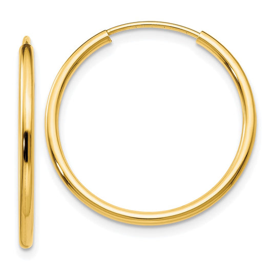 10K Yellow Gold 1.5mm Polished Round Endless Hoop Earrings