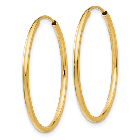 10K Yellow Gold 1.5mm Polished Round Endless Hoop Earrings