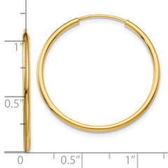 10K Yellow Gold 1.5mm Polished Round Endless Hoop Earrings