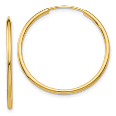 10K Yellow Gold 1.5mm Polished Round Endless Hoop Earrings