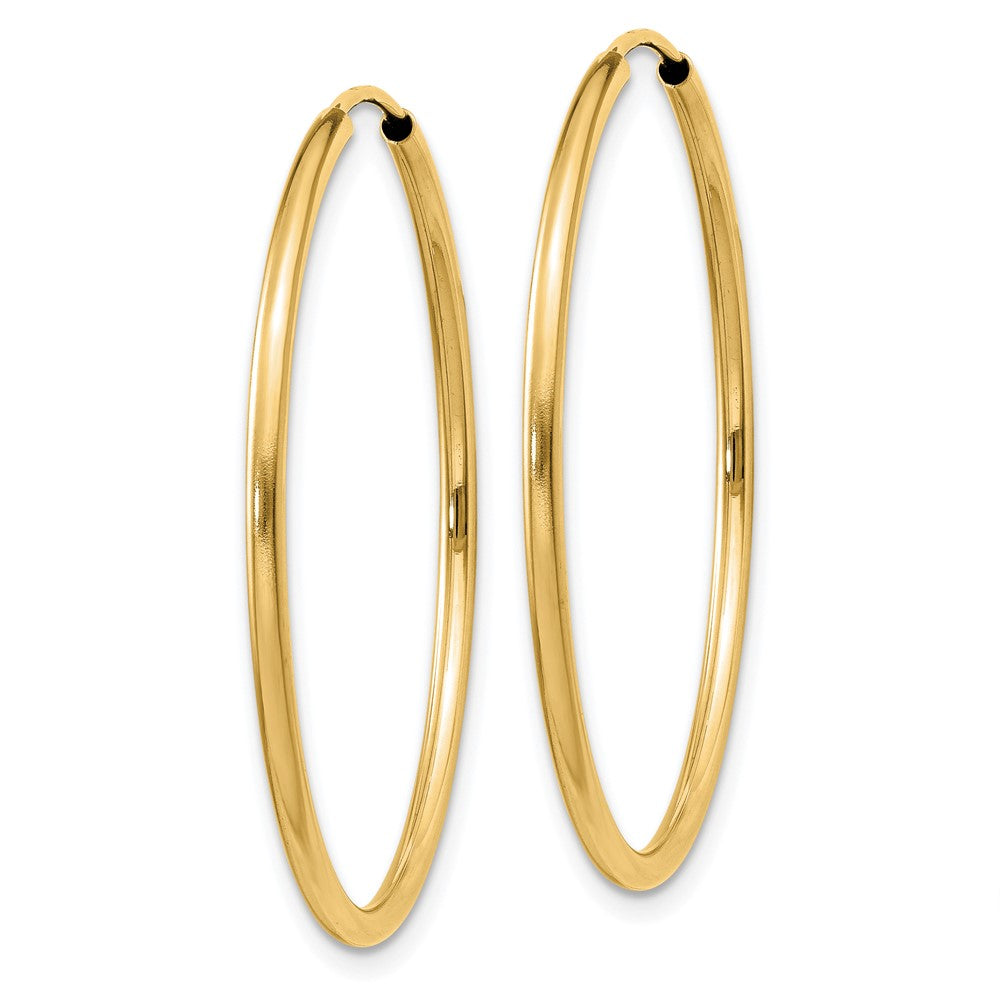 10K Yellow Gold 1.5mm Polished Round Endless Hoop Earrings