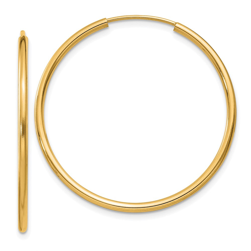 10K Yellow Gold 1.5mm Polished Round Endless Hoop Earrings