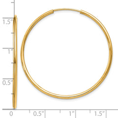 10K Yellow Gold 1.5mm Polished Round Endless Hoop Earrings