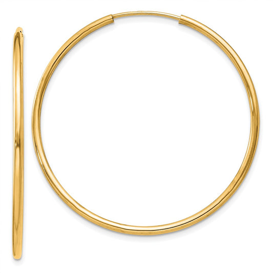 10K Yellow Gold 1.5mm Polished Round Endless Hoop Earrings