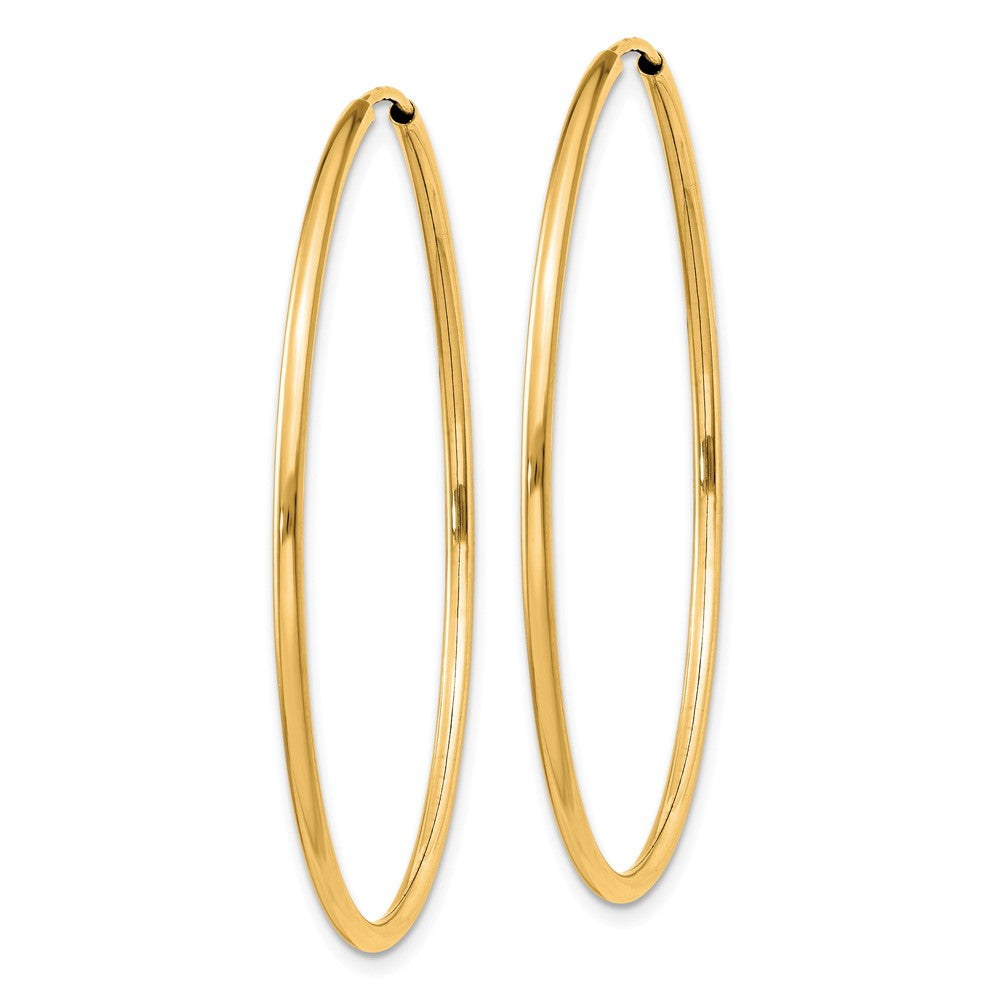 10K Yellow Gold 1.5mm Polished Round Endless Hoop Earrings