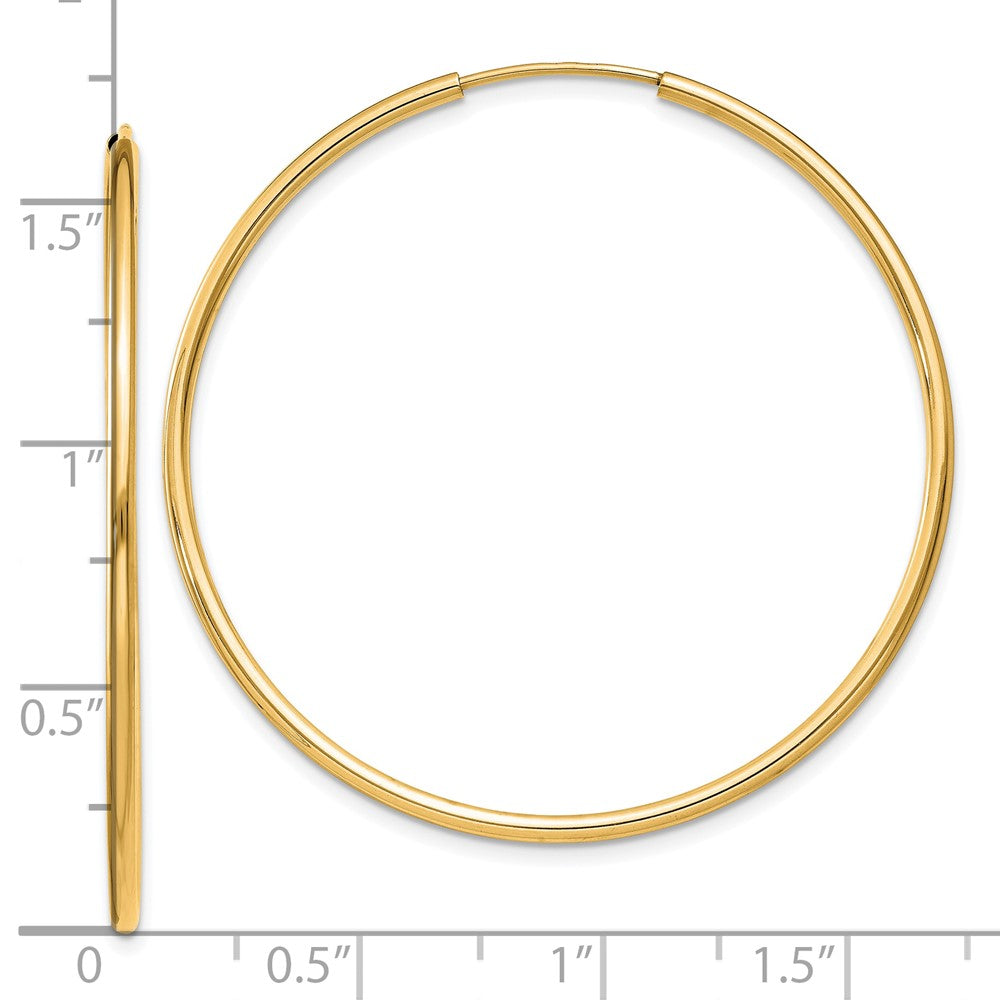 10K Yellow Gold 1.5mm Polished Round Endless Hoop Earrings