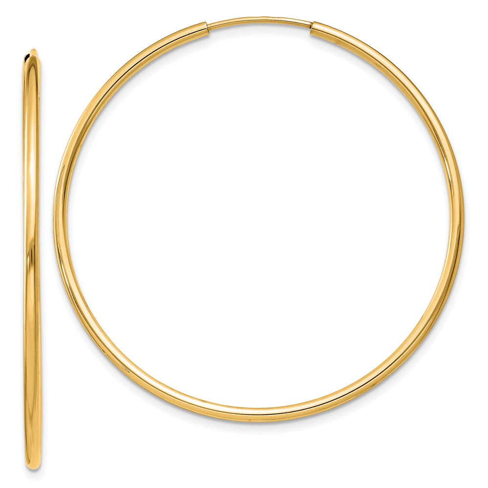 10K Yellow Gold 1.5mm Polished Round Endless Hoop Earrings