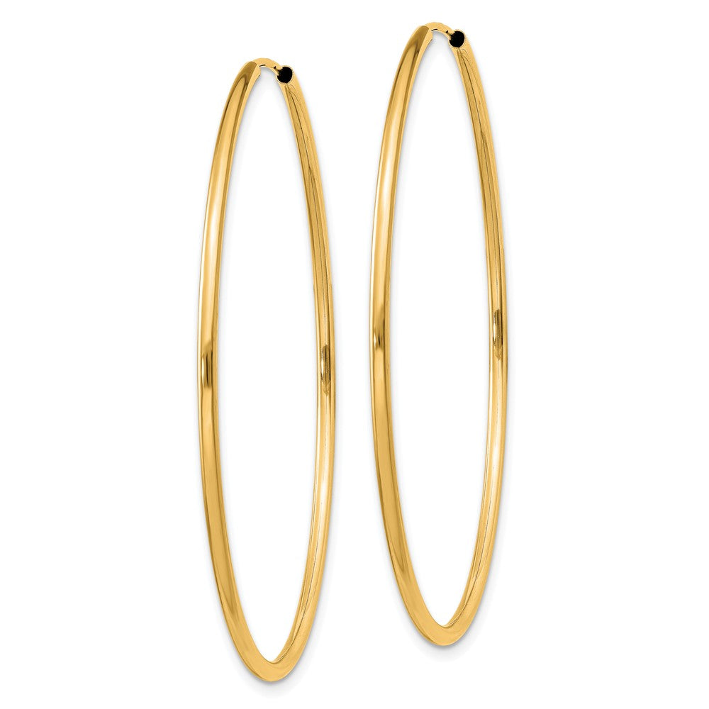 10K Yellow Gold 1.5mm Polished Round Endless Hoop Earrings