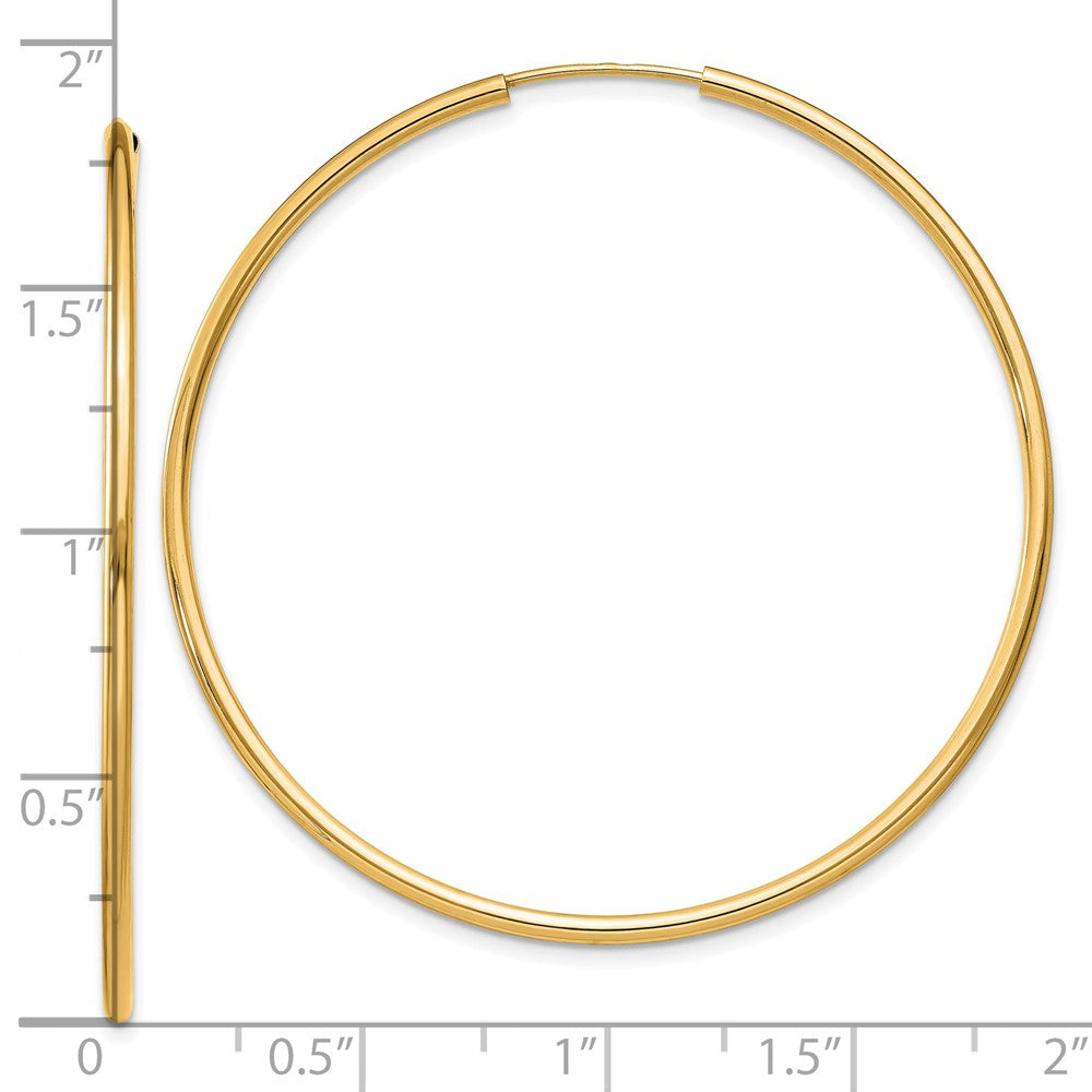 10K Yellow Gold 1.5mm Polished Round Endless Hoop Earrings