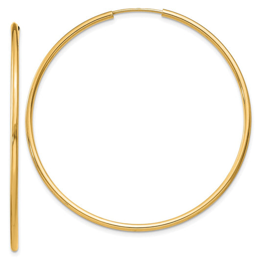 10K Yellow Gold 1.5mm Polished Round Endless Hoop Earrings