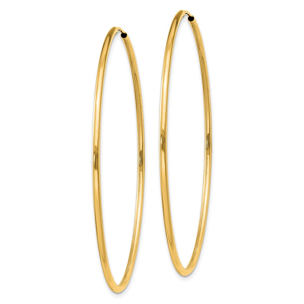 10K Yellow Gold 1.5mm Polished Round Endless Hoop Earrings