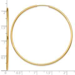 10K Yellow Gold 1.5mm Polished Round Endless Hoop Earrings