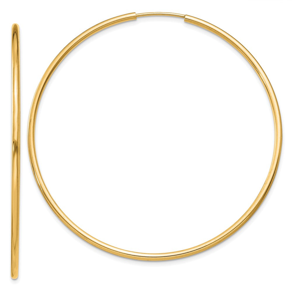 10K Yellow Gold 1.5mm Polished Round Endless Hoop Earrings