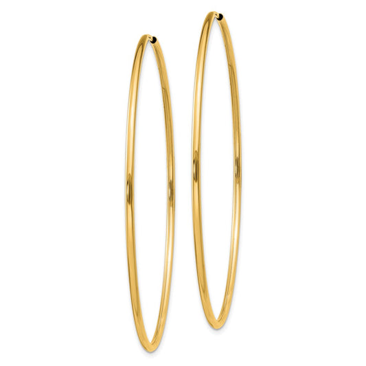 10K Yellow Gold 1.5mm Polished Round Endless Hoop Earrings