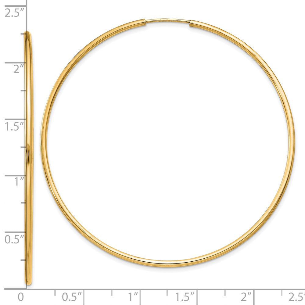 10K Yellow Gold 1.5mm Polished Round Endless Hoop Earrings