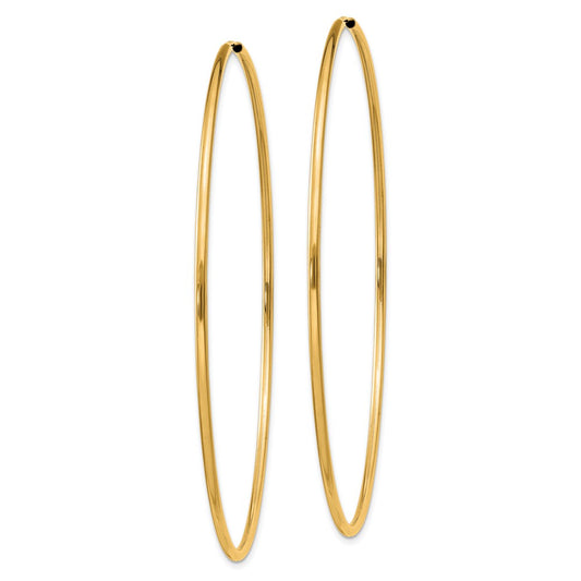 10K Yellow Gold 1.5mm Polished Round Endless Hoop Earrings