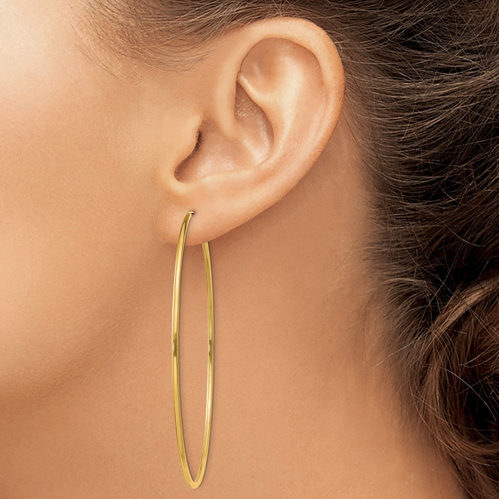 10K Yellow Gold 1.5mm Polished Round Endless Hoop Earrings