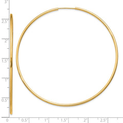 10K Yellow Gold 1.5mm Polished Round Endless Hoop Earrings