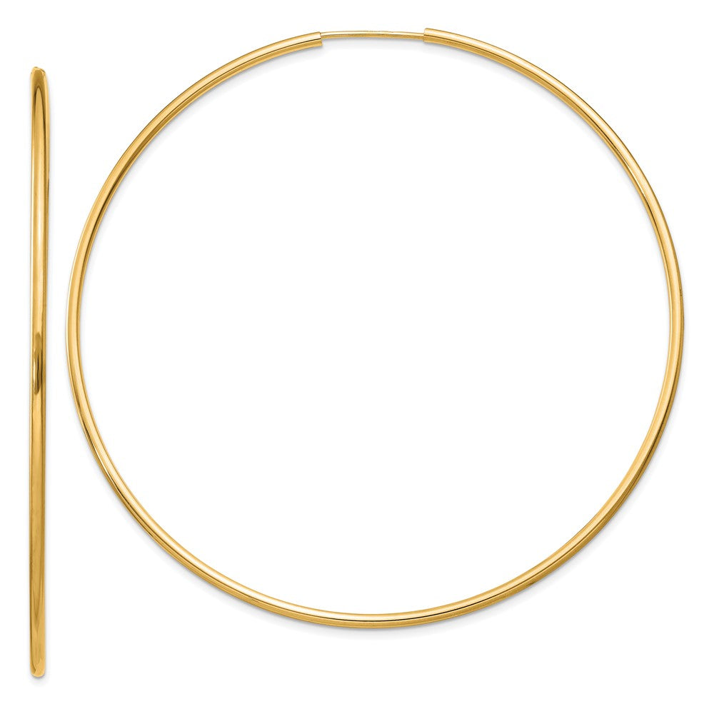 10K Yellow Gold 1.5mm Polished Round Endless Hoop Earrings