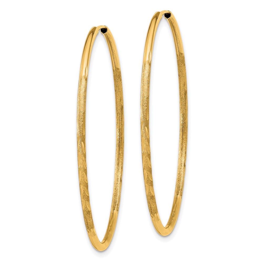 10K Yellow Gold 1.5mm Satin Diamond-cut Endless Hoop Earrings