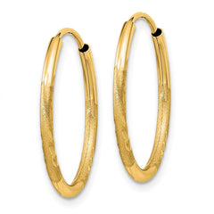 10K Yellow Gold 1.5mm Satin Diamond-cut Endless Hoop Earrings