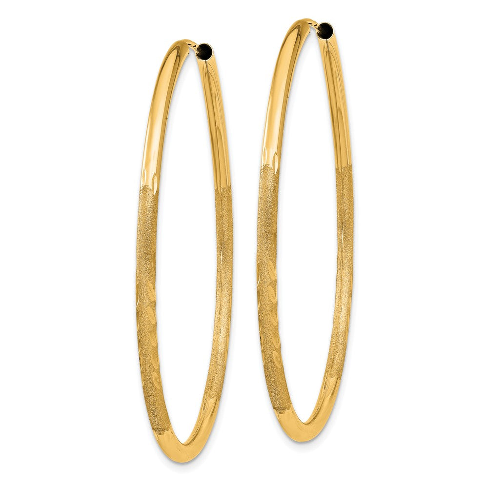 10K Yellow Gold 2mm Satin Diamond-cut Endless Hoop Earrings