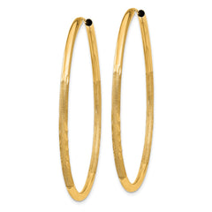 10K Yellow Gold 2mm Satin Diamond-cut Endless Hoop Earrings