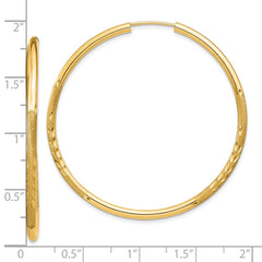 10K Yellow Gold 2mm Satin Diamond-cut Endless Hoop Earrings