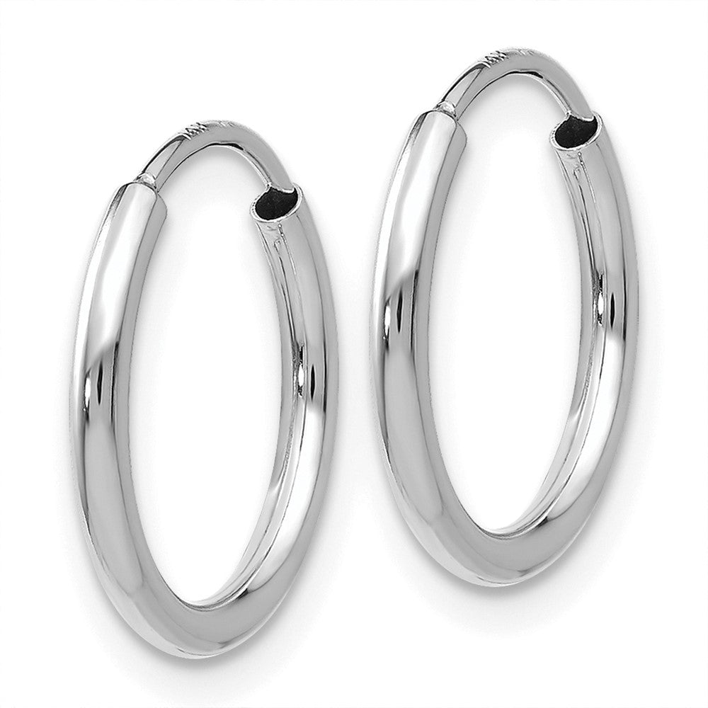 10K White Gold 1.5mm Polished Endless Hoop Earrings