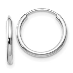 10K White Gold 1.5mm Polished Endless Hoop Earrings