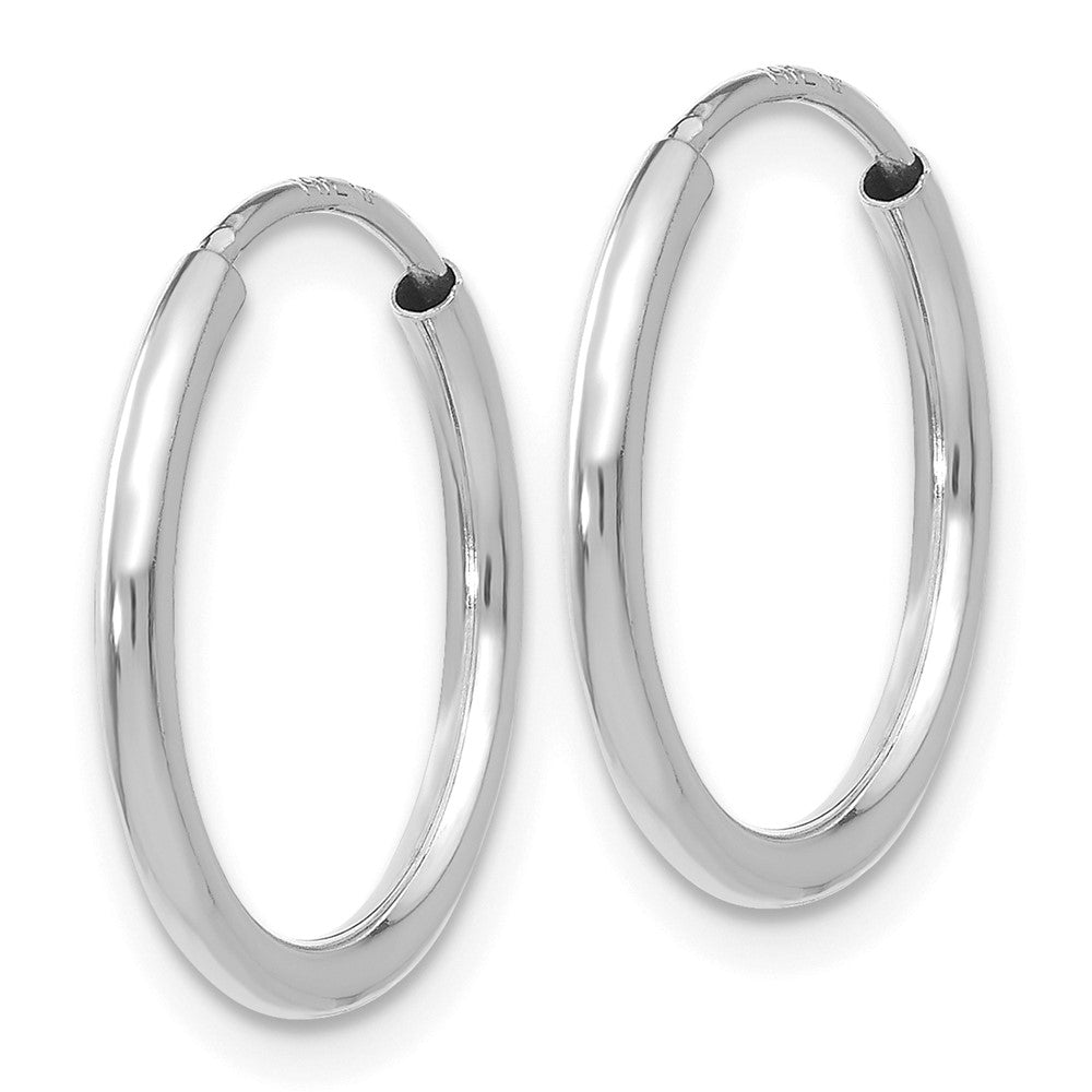 10K White Gold 1.5mm Polished Endless Hoop Earrings