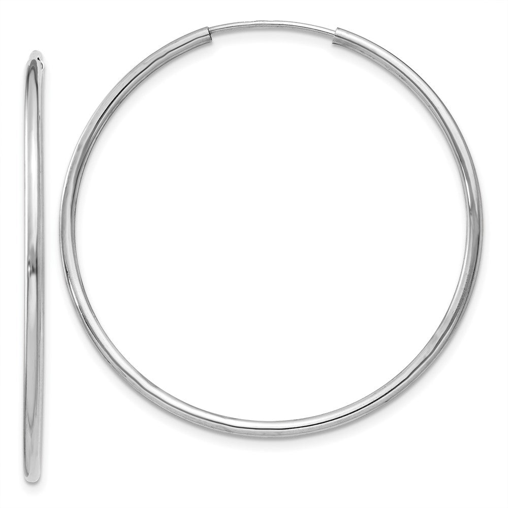 10K White Gold 1.5mm Polished Endless Hoop Earrings