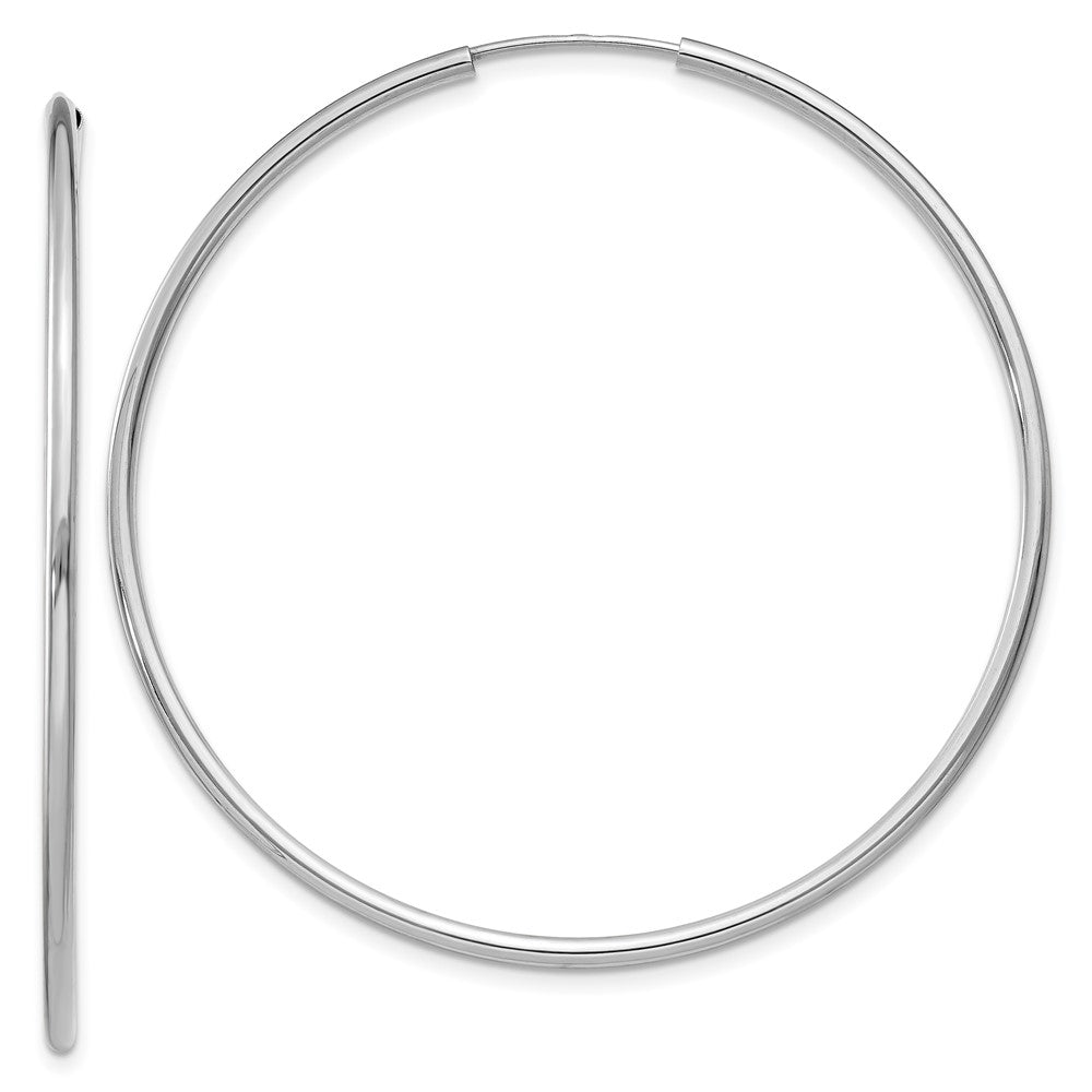 10K White Gold 1.5mm Polished Endless Hoop Earrings