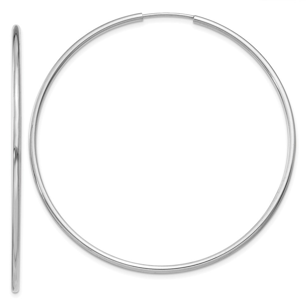 10K White Gold 1.5mm Polished Endless Hoop Earrings