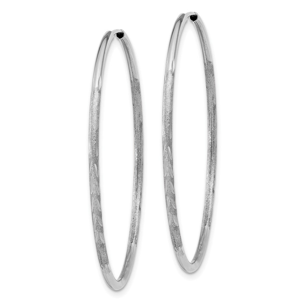 10K White Gold 1.5mm Diamond-cut Endless Hoop Earrings