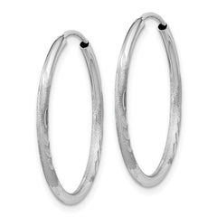 10K White Gold 1.5mm Diamond-cut Endless Hoop Earrings