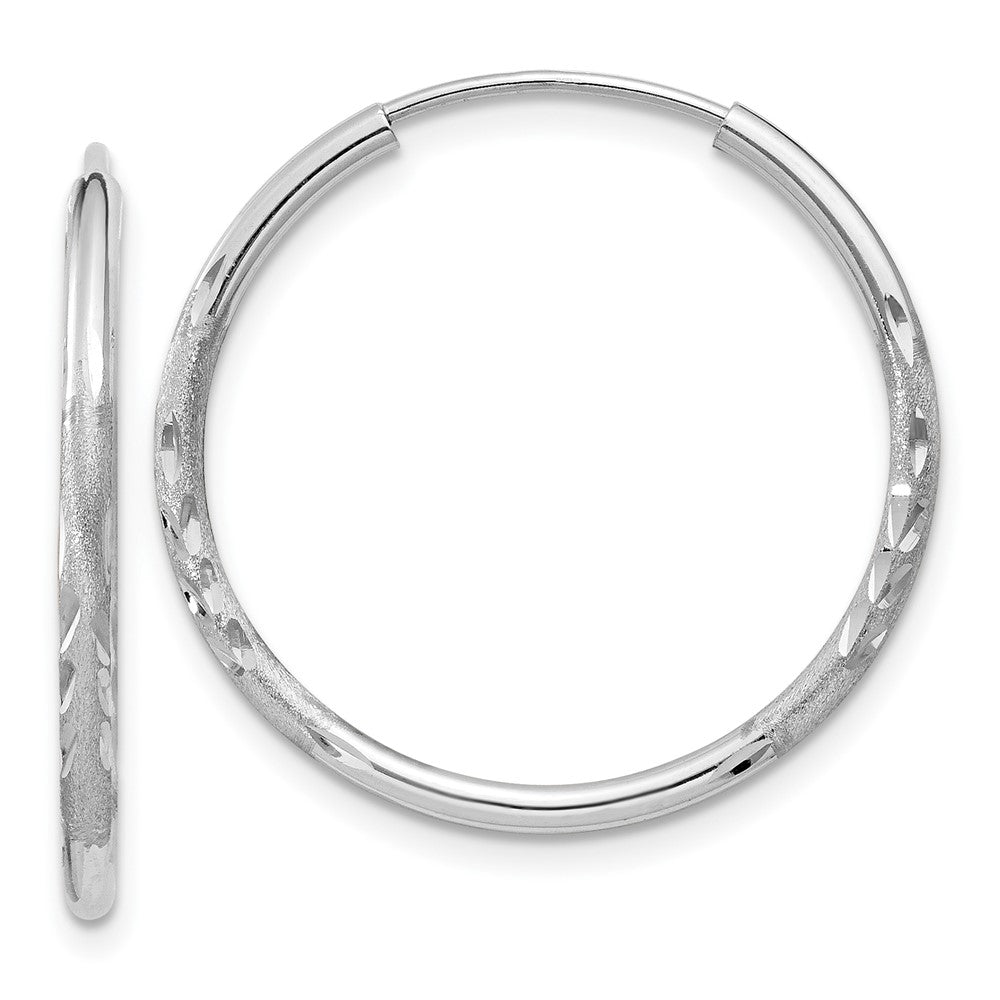 10K White Gold 1.5mm Diamond-cut Endless Hoop Earrings