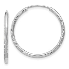 10K White Gold 1.5mm Diamond-cut Endless Hoop Earrings