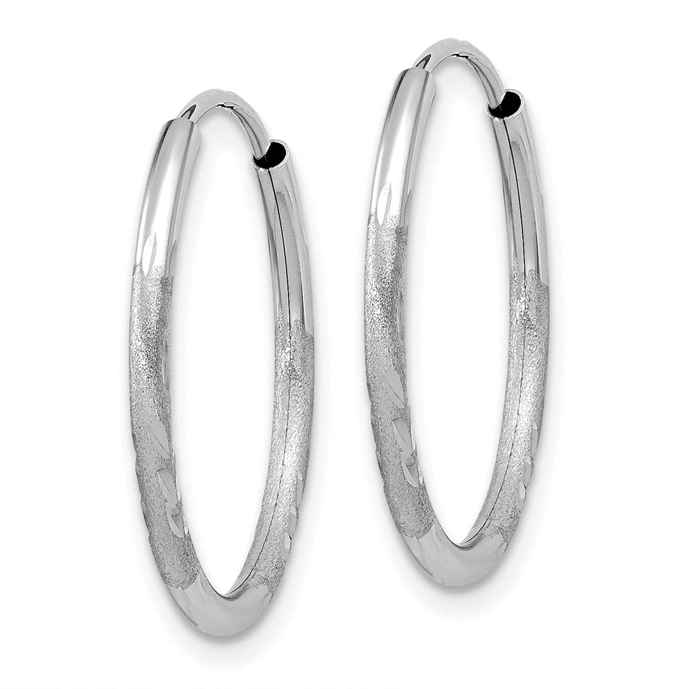 10K White Gold 1.5mm Diamond-cut Endless Hoop Earrings