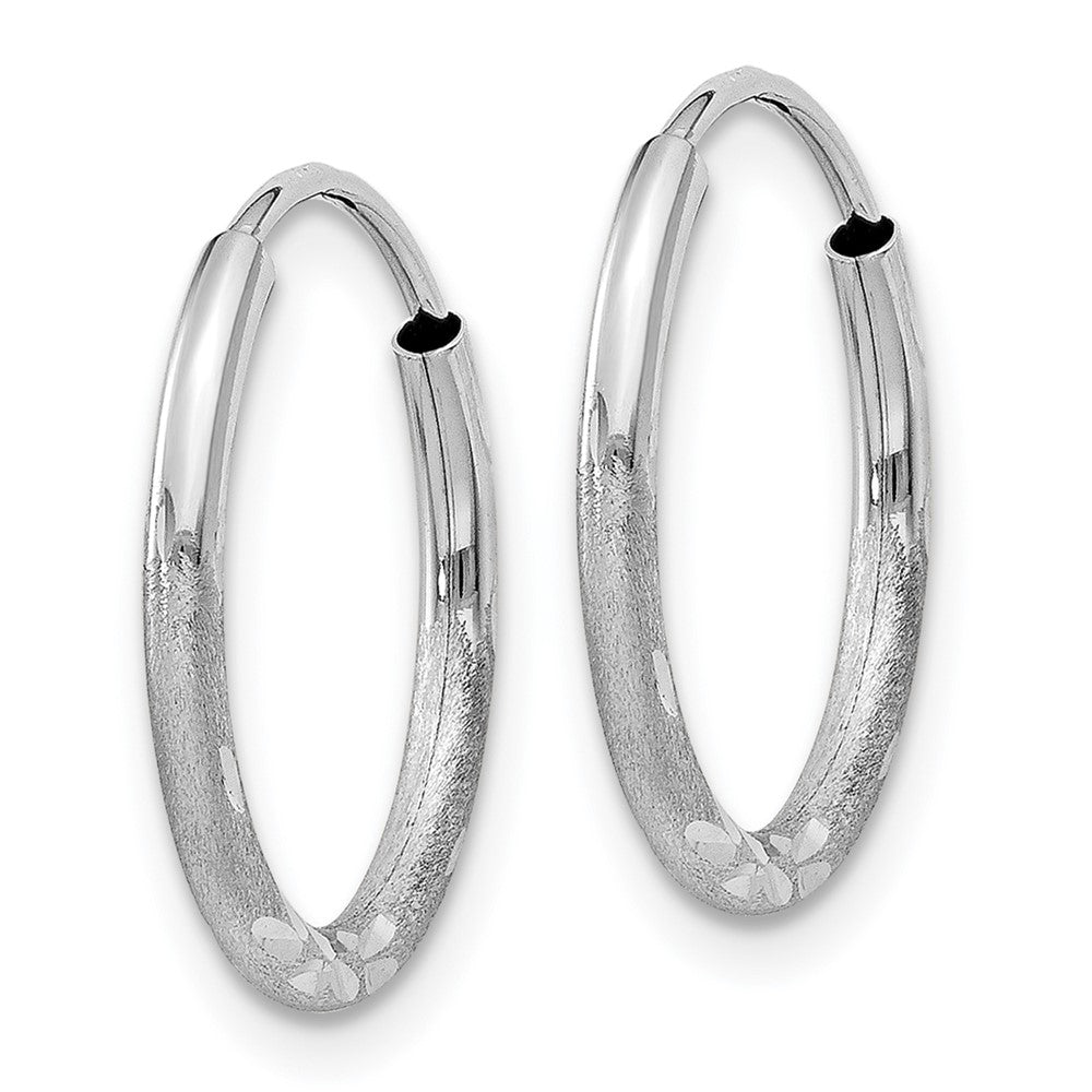 10K White Gold 1.5mm Diamond-cut Endless Hoop Earrings