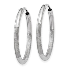 10K White Gold 2mm Diamond-cut Endless Hoop Earrings