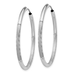 10K White Gold 2mm Diamond-cut Endless Hoop Earrings