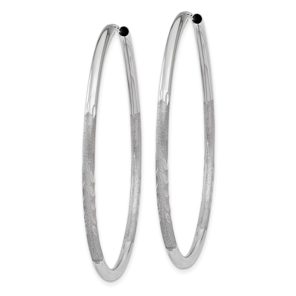 10K White Gold 2mm Diamond-cut Endless Hoop Earrings