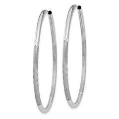 10K White Gold 2mm Diamond-cut Endless Hoop Earrings