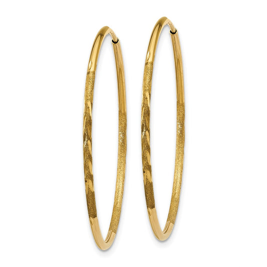 10K Yellow Gold 1.25mm Diamond-cut Endless Hoop Earrings